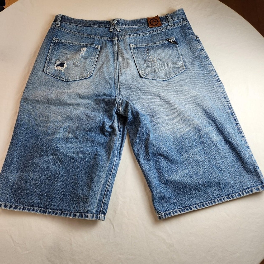 LRG Mens Blue Denim Shorts Jorts Size 40 Baggy Vintage Y2K Skater 90s Hip Hop
